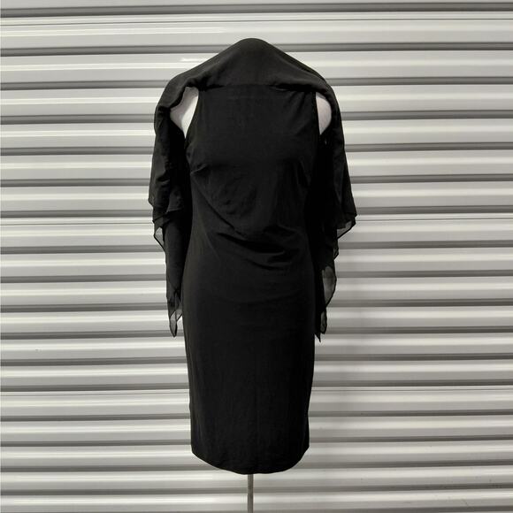 SLNY Women's Cocktail Dress Size 4 Black Chiffon Mother Of Bride Wedding Party - Picture 4 of 13